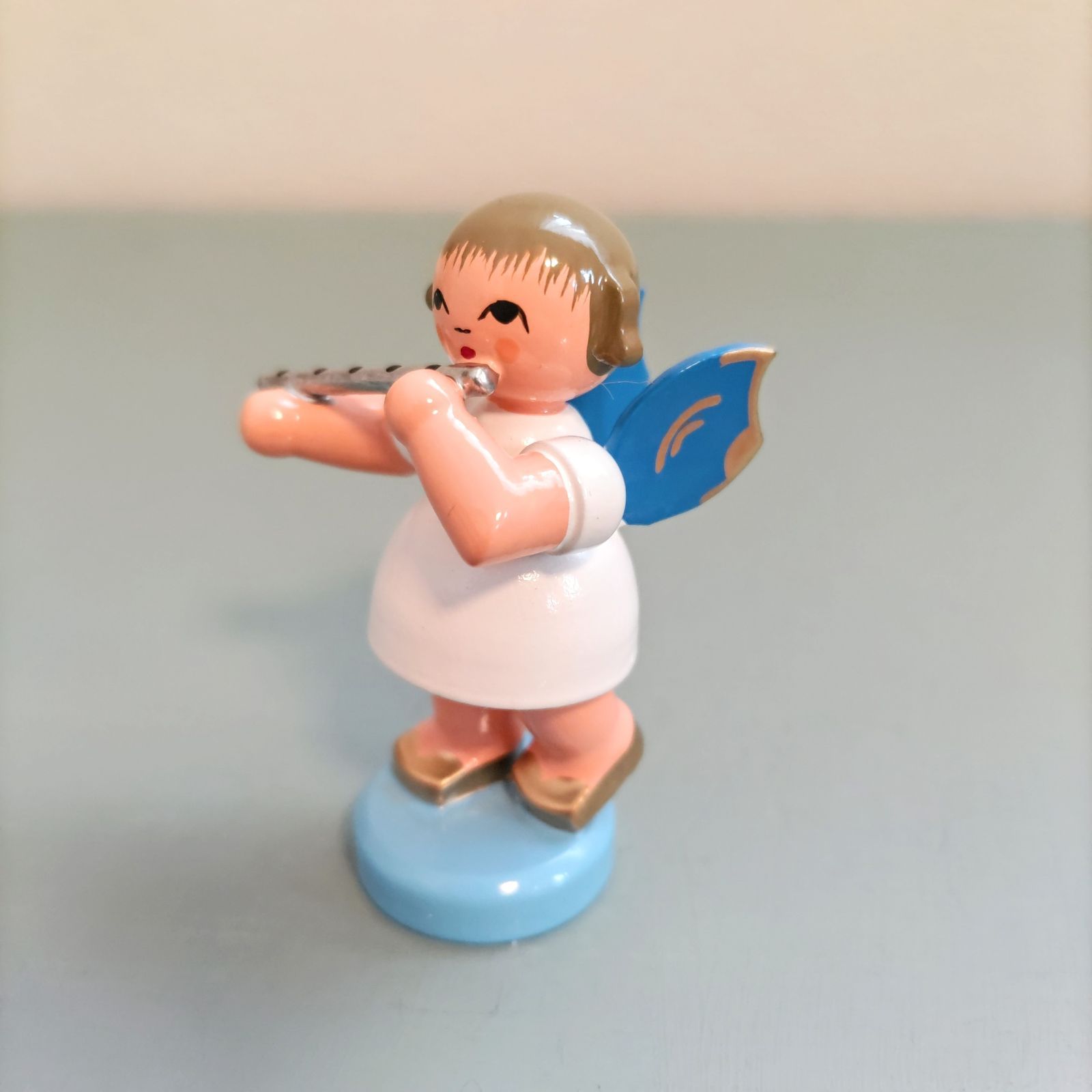 フルートと天使 ドイツ木工芸品 ドイツ雑貨 ミニチュア 木製人形