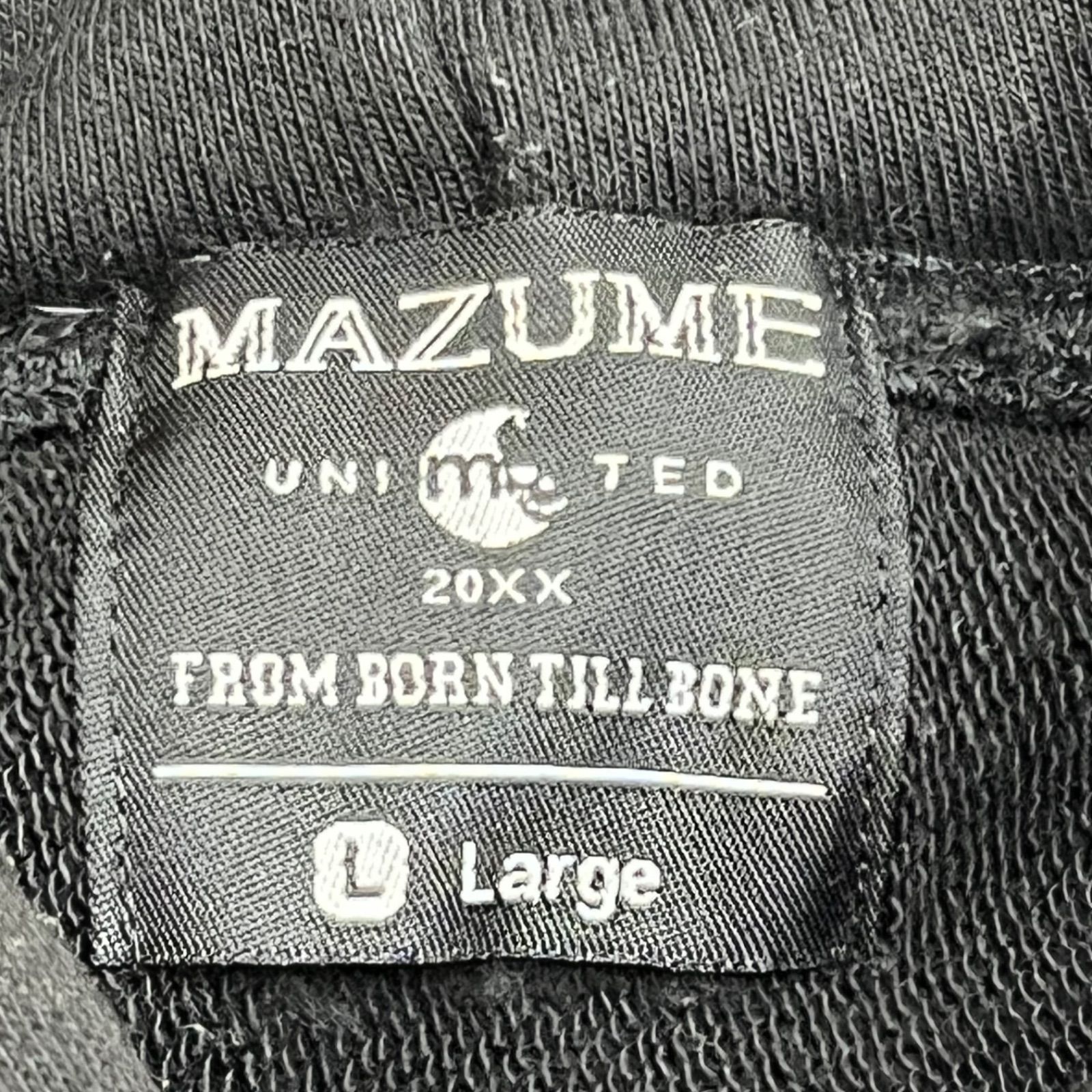MAZUME フーディ パーカー メンズ サイズL 黒 ブラック ドクロ 刺繍