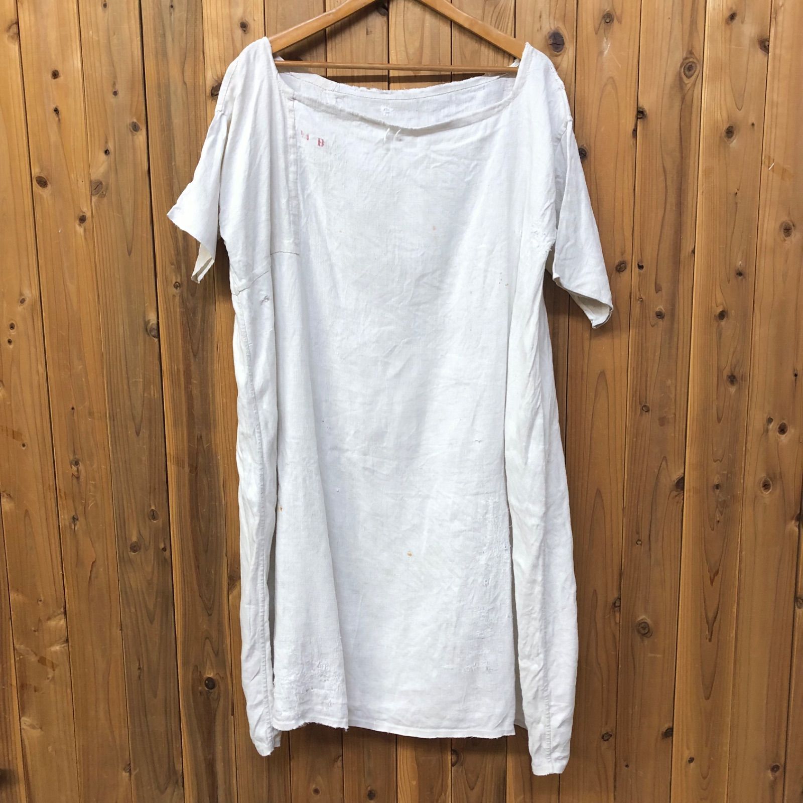 アンティーク 1900年代 リネン製 スモック ワンピース 海外作業着 日常着