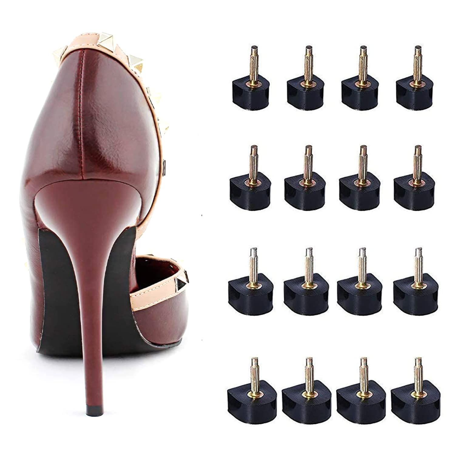特価商品】ハイヒール用 トップリフト 婦人ヒール用 靴底修理キット滑り止め ハイヒール 靴屋用 8ペア 取り替え （9mmx10mm 靴のヒント  10mmx11mm 靴ヒール修理用釘 11mmx11mm 10mmx10mm） Doyeemei 黒 - メルカリ, image size:1500x1500