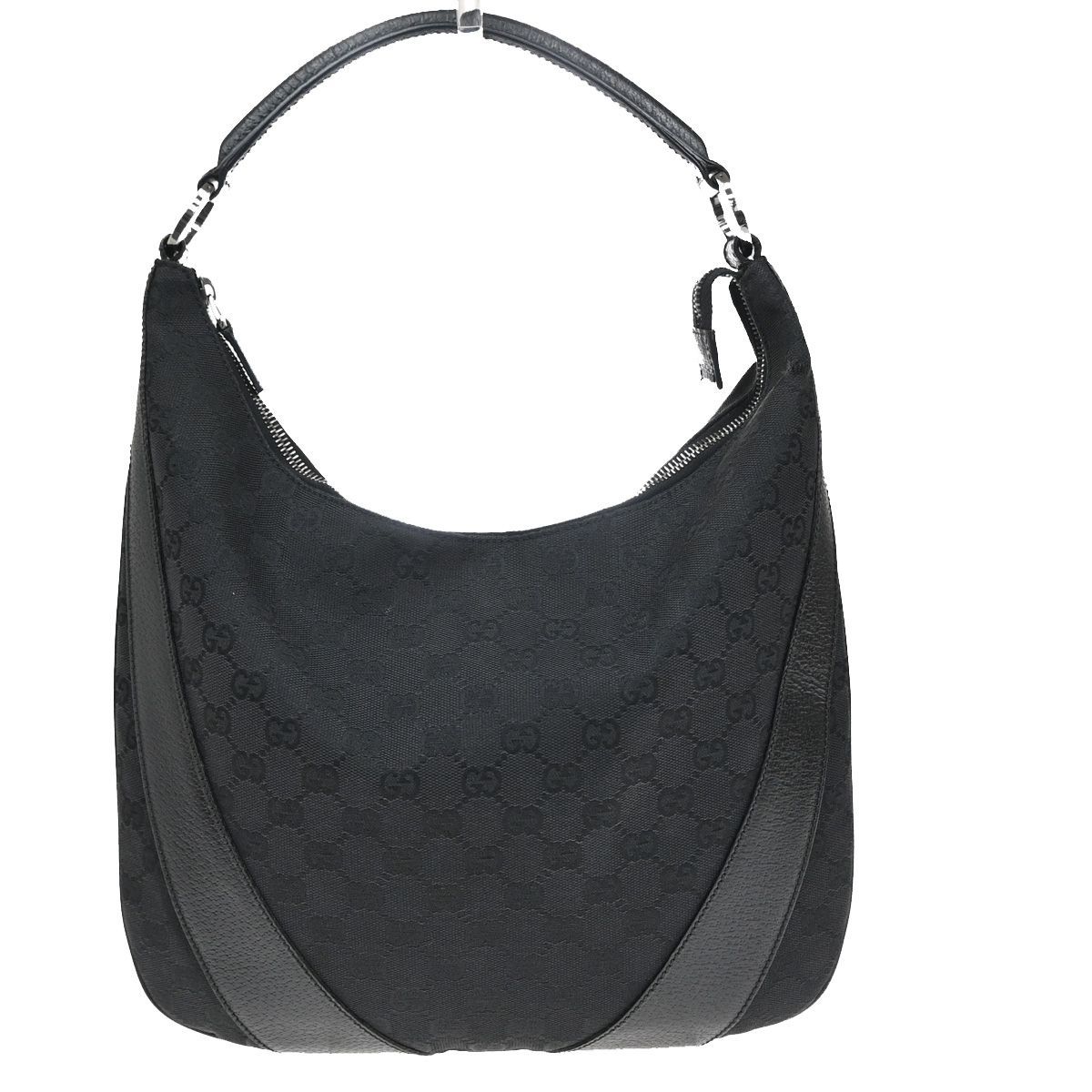 GUCCI グッチ ショルダーバッグ GG キャンバス レザー ブラック