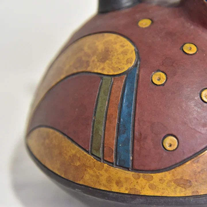 ○ 鳥型 鐙型注口土器 炻器 南米 ペルー フォークアート 民族