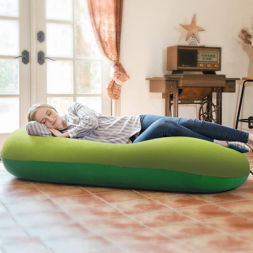 ビーンズMAX 約160×75×30cm 全10カラー ビーンズマックス 座椅子 クッション premium ソファー ソファ プレミアム グリーン×フォレストグリーン ビーズクッション アイリスプラザ