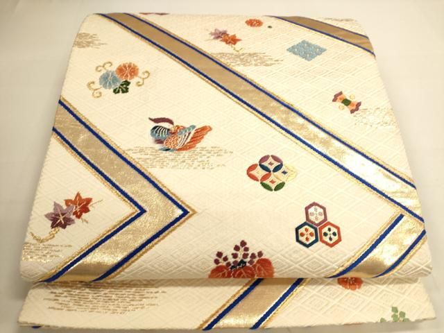 平和屋着物□六通柄袋帯 唐織 鳳凰正倉院花文 金糸