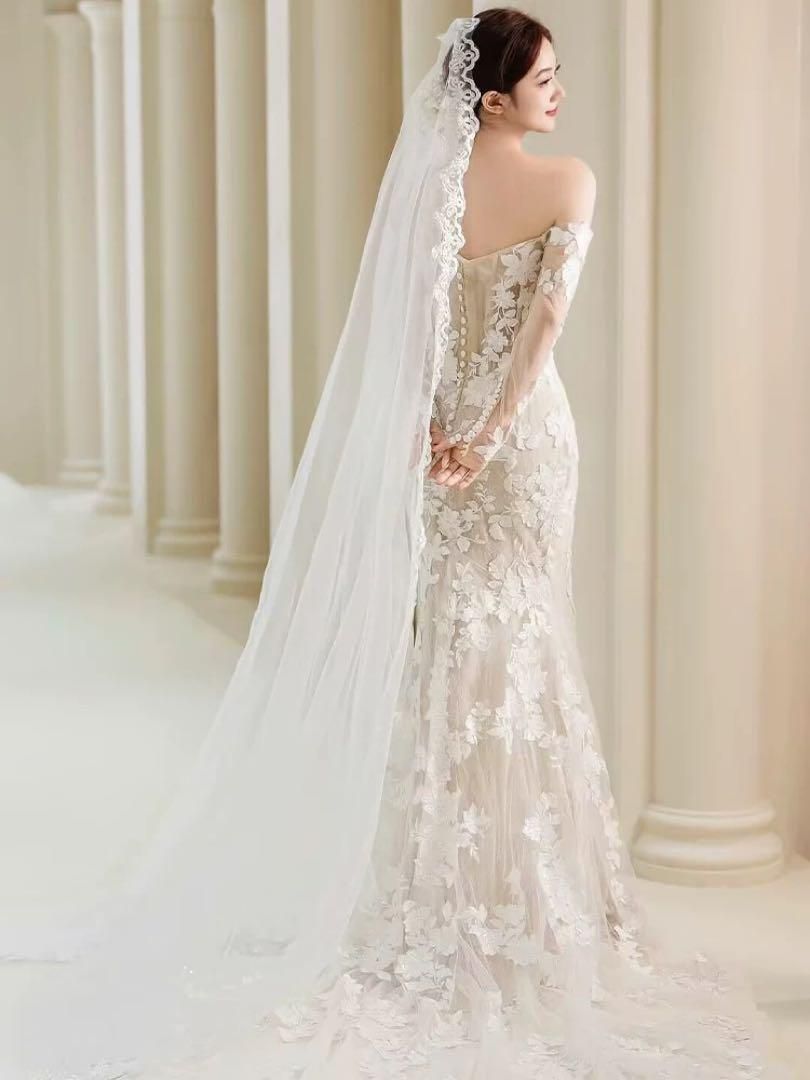 華やかレースウェディングドレス✨結婚式に輝くマーメイドスタイル 新品未使用 華やかレースウェディングドレス 結婚式に輝く