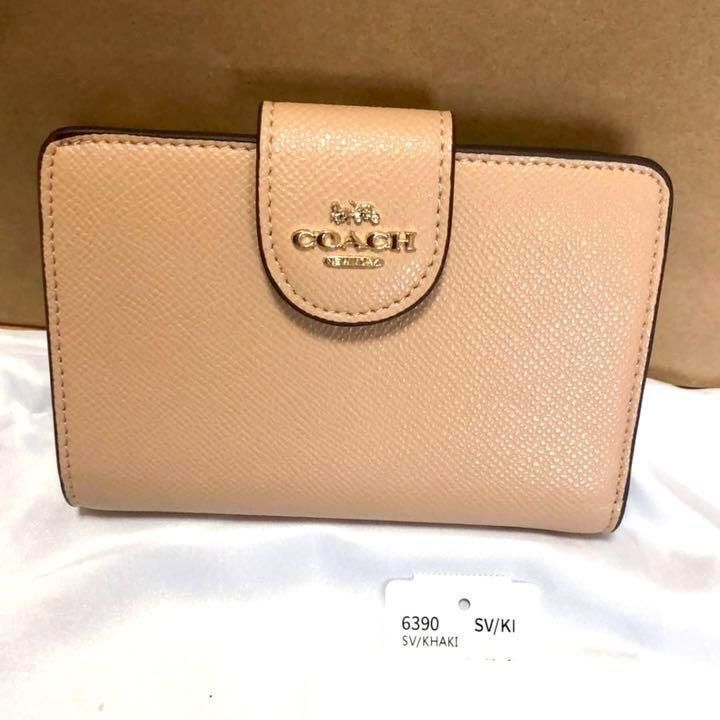 COACH コーチ 折り財布 ミディアムコーナー ジップウォレット ベージュ