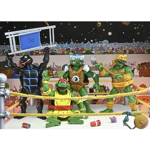 タートルズ 7” Scale Action Figure Stump Wrestling Turtles 4 Pack