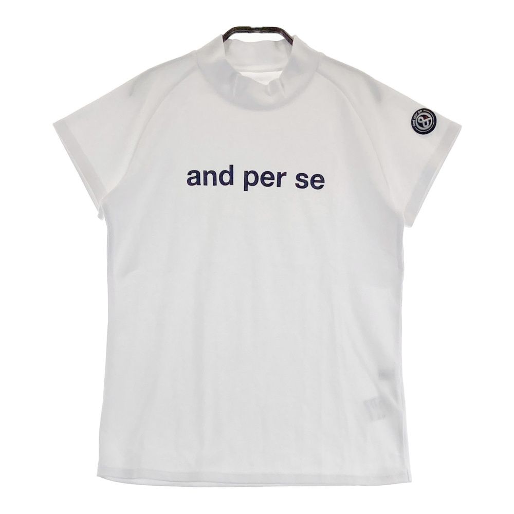 サイズ M AND PER SE アンパスィ 2025年モデル モックネック 半袖Tシャツ ロゴ ホワイト系 240101538171 ゴルフウェア レディース ストスト