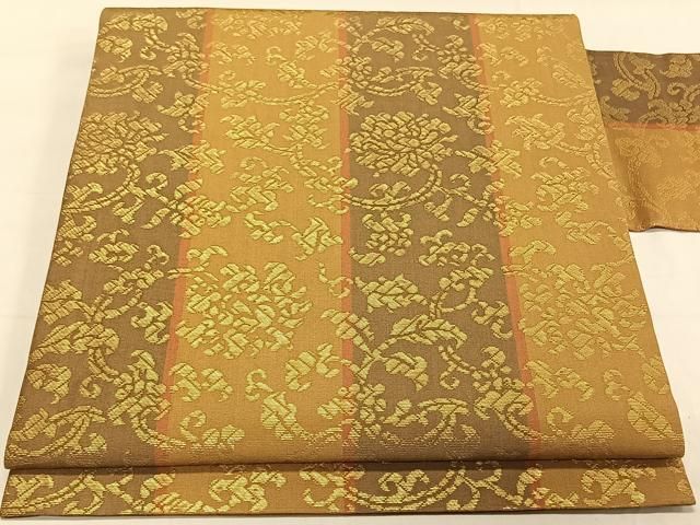 平和屋着物◎九寸名古屋帯 竹屋町刺繍 花間道 金糸 正絹 逸品