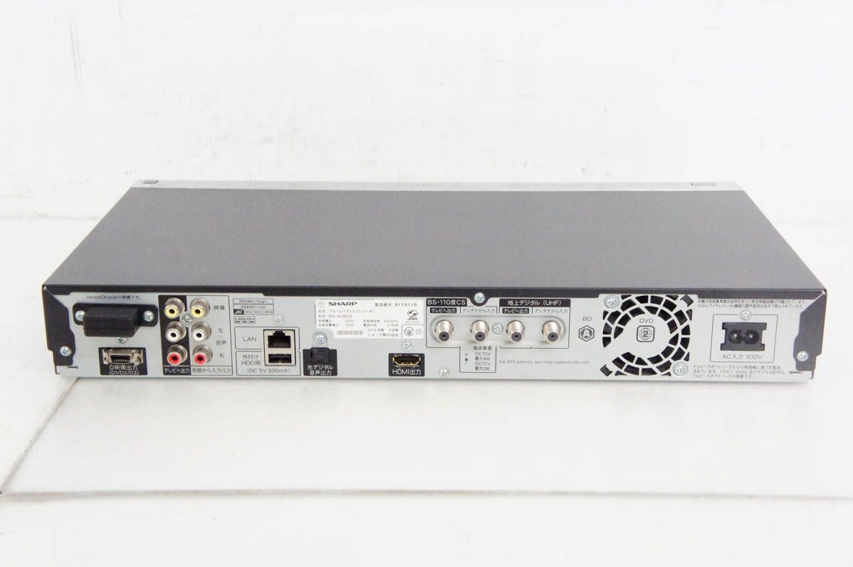 中古】SHARPシャープ ブルーレイディスクレコーダー BD-W2600 AQUOS  