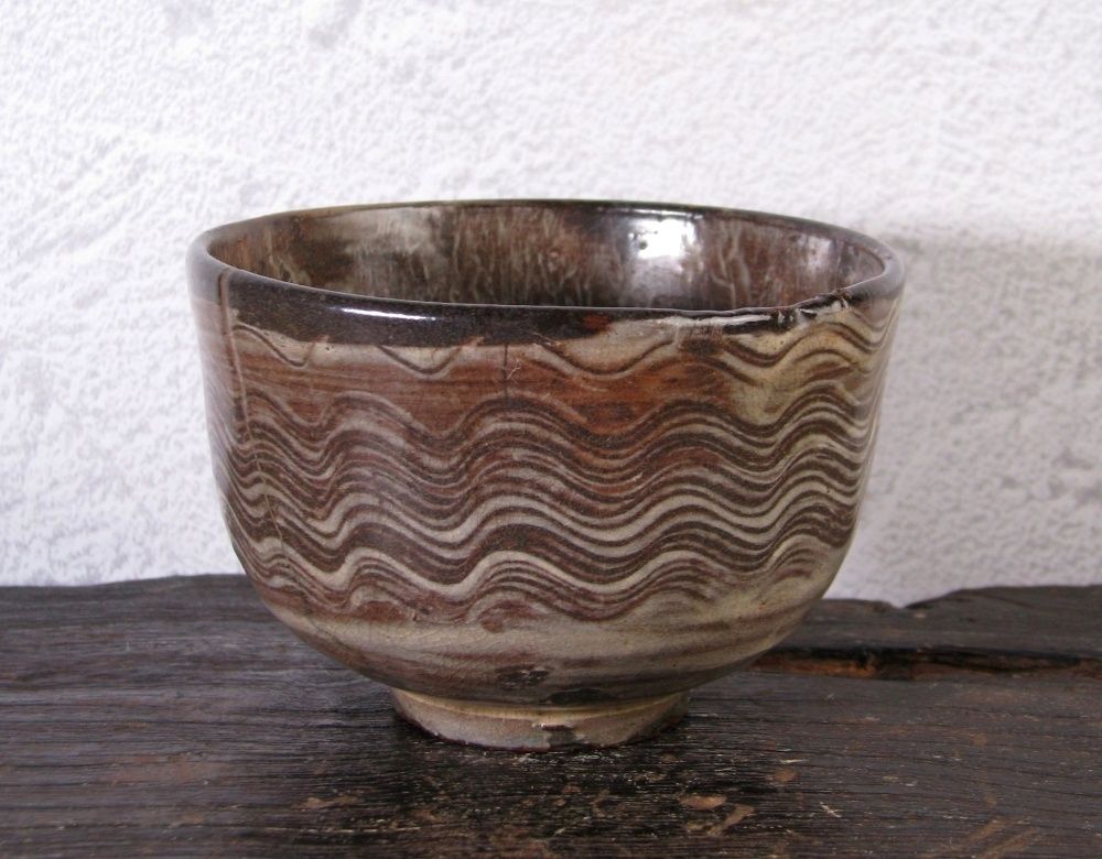 古唐津 木原窯 刷毛目茶碗 幅：10.5cm 桐箱付 江戸初期/25i005 トップ