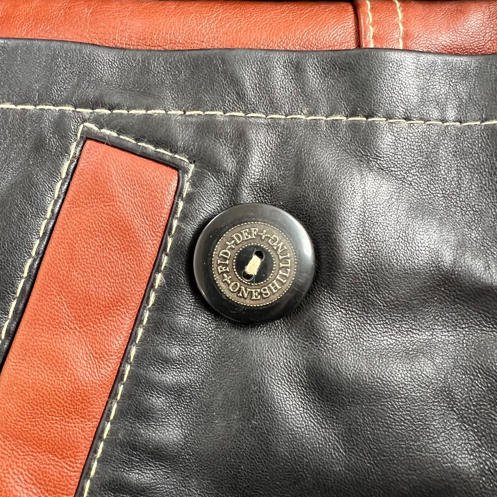 90s Vintage バイカラー Brown × Black 羊革 ハンティングレザー