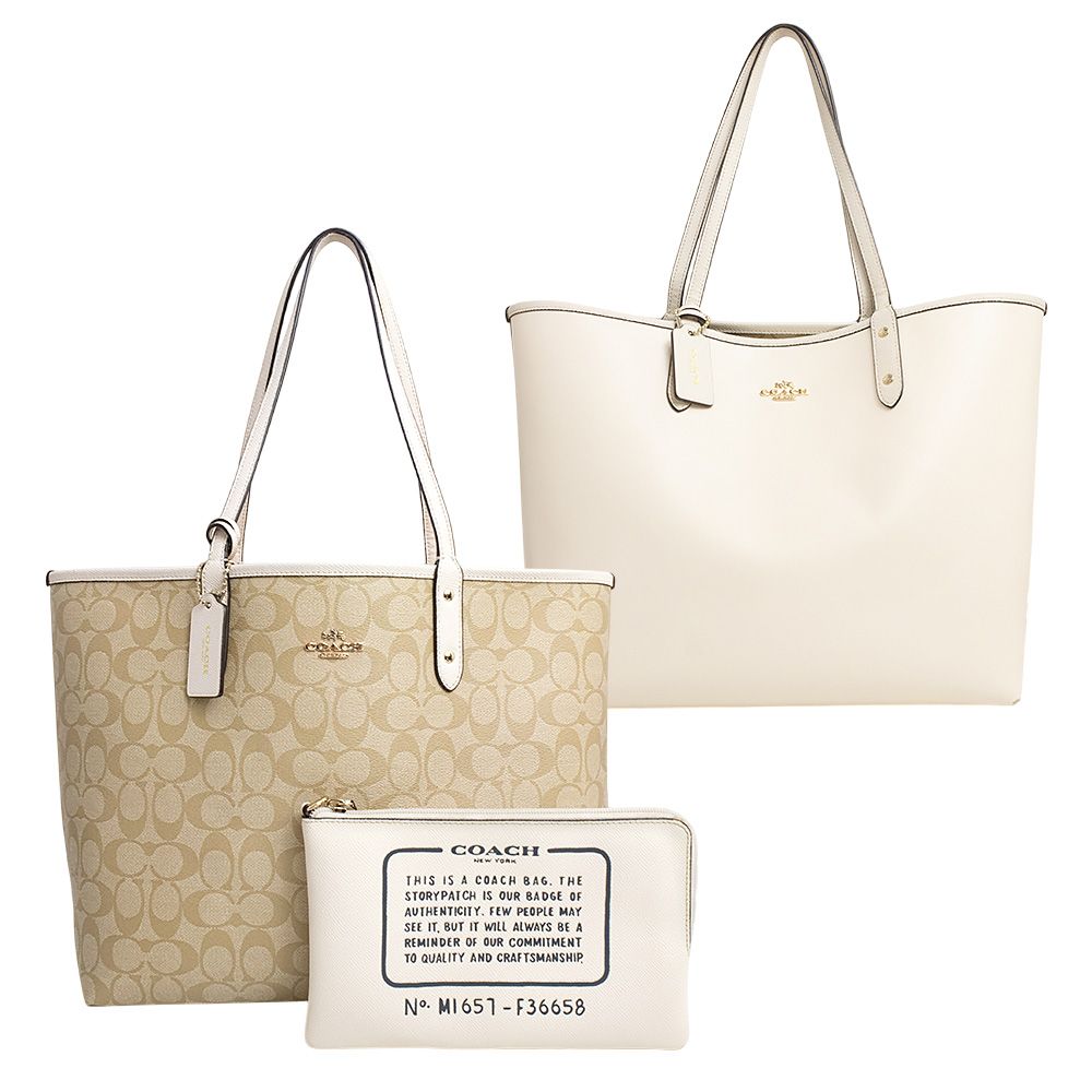 COACH コーチ F36658 シグネチャー トート バッグ ベージュ PVC コーチ バッグ アウトレット COACH F36658 シグネチャー