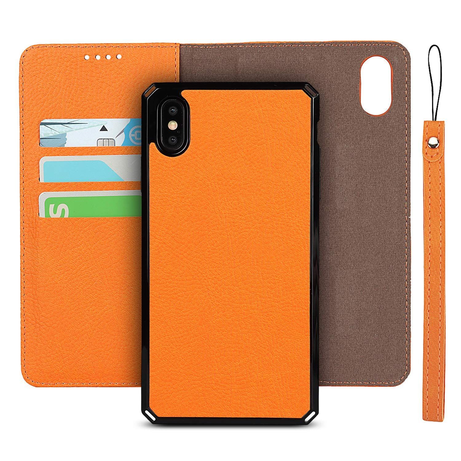 Pelanty for iPhone X/XS ケース カバー手帳型 iPhone XS 背面ケース 分離式両用2way 取り外し自由 内蔵マグネット iPhoneX/iPhoneXs 携帯カバー 縄掛け 合成PUレザー + TPUケース 財布型カ