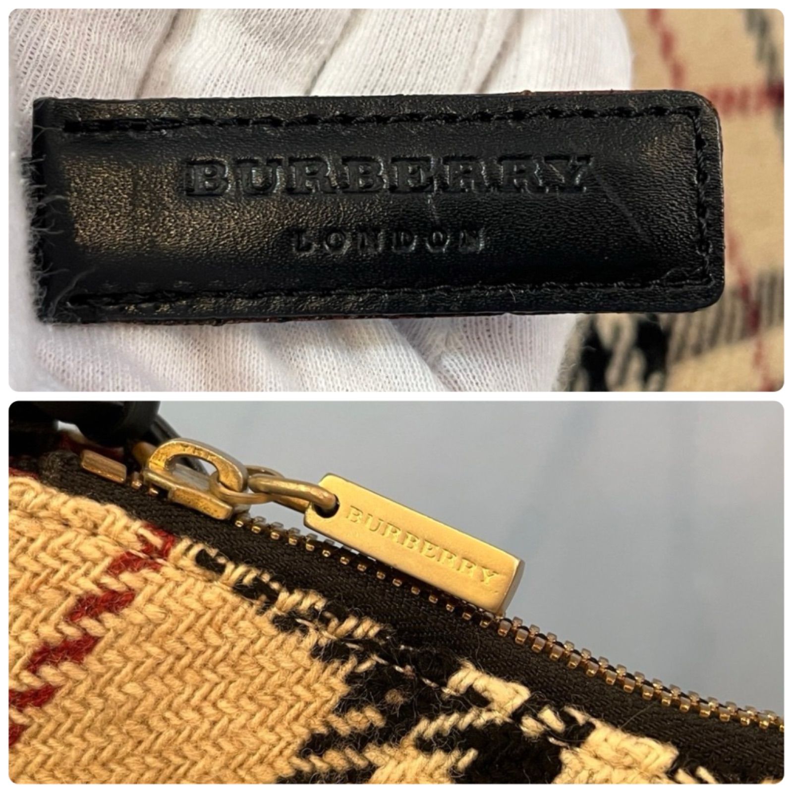 中古品】BURBERRY バーバリー ツイードワンハンドルミニバッグ