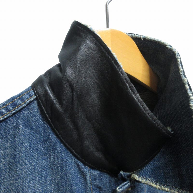 ヘルムートラング HELMUT LANG archive 03SS 本人期 CLASSIC RAW DENIM SLIM 1 POCKET  JACKET デニムジャケット Gジャン レザー切替 インディゴブルー×ブラック 46 S-Mサイズ 0704 - メルカリ