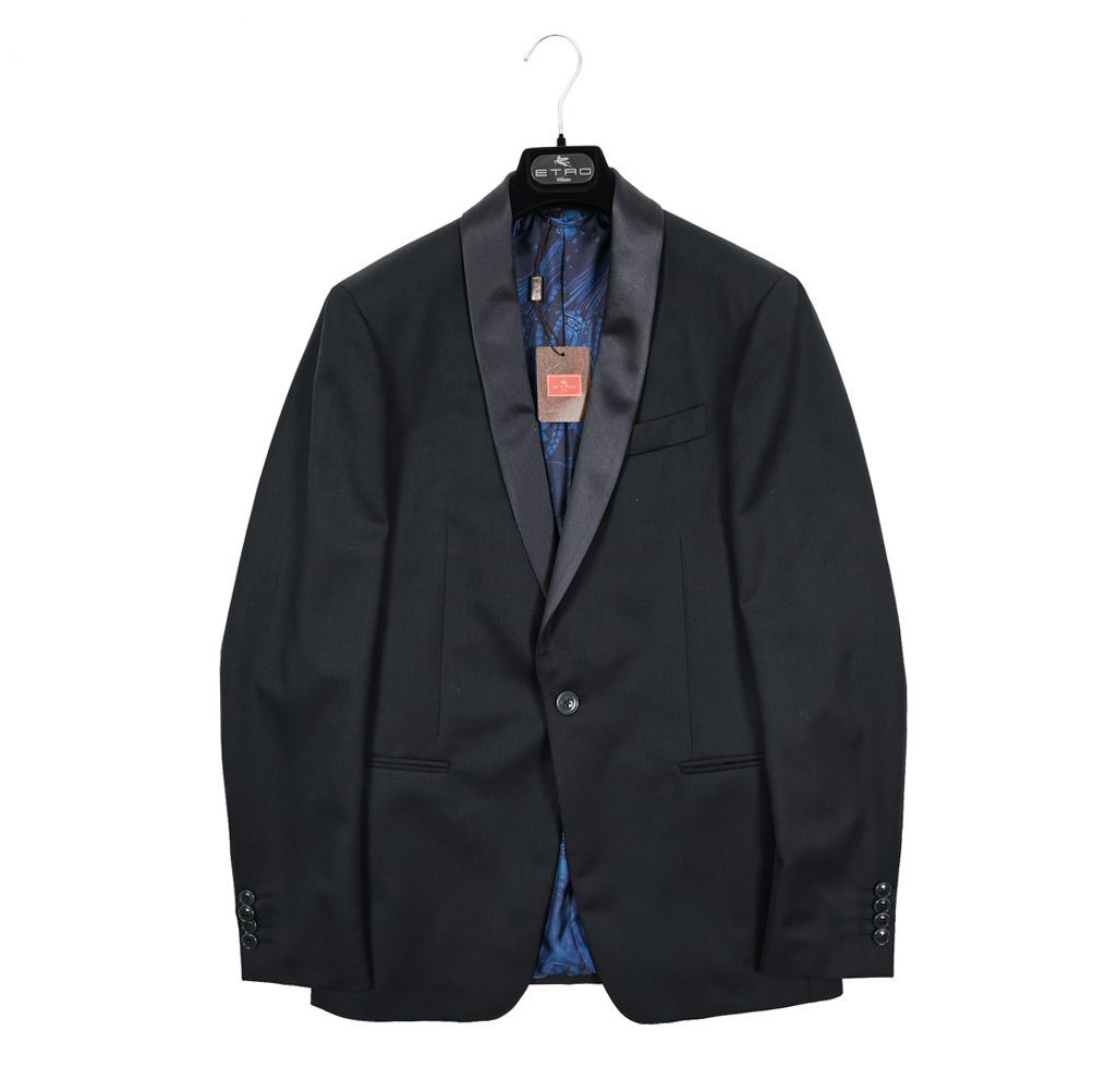 ETRO】エトロ メンズ テーラードジャケット 紺色 裏地シルク 総