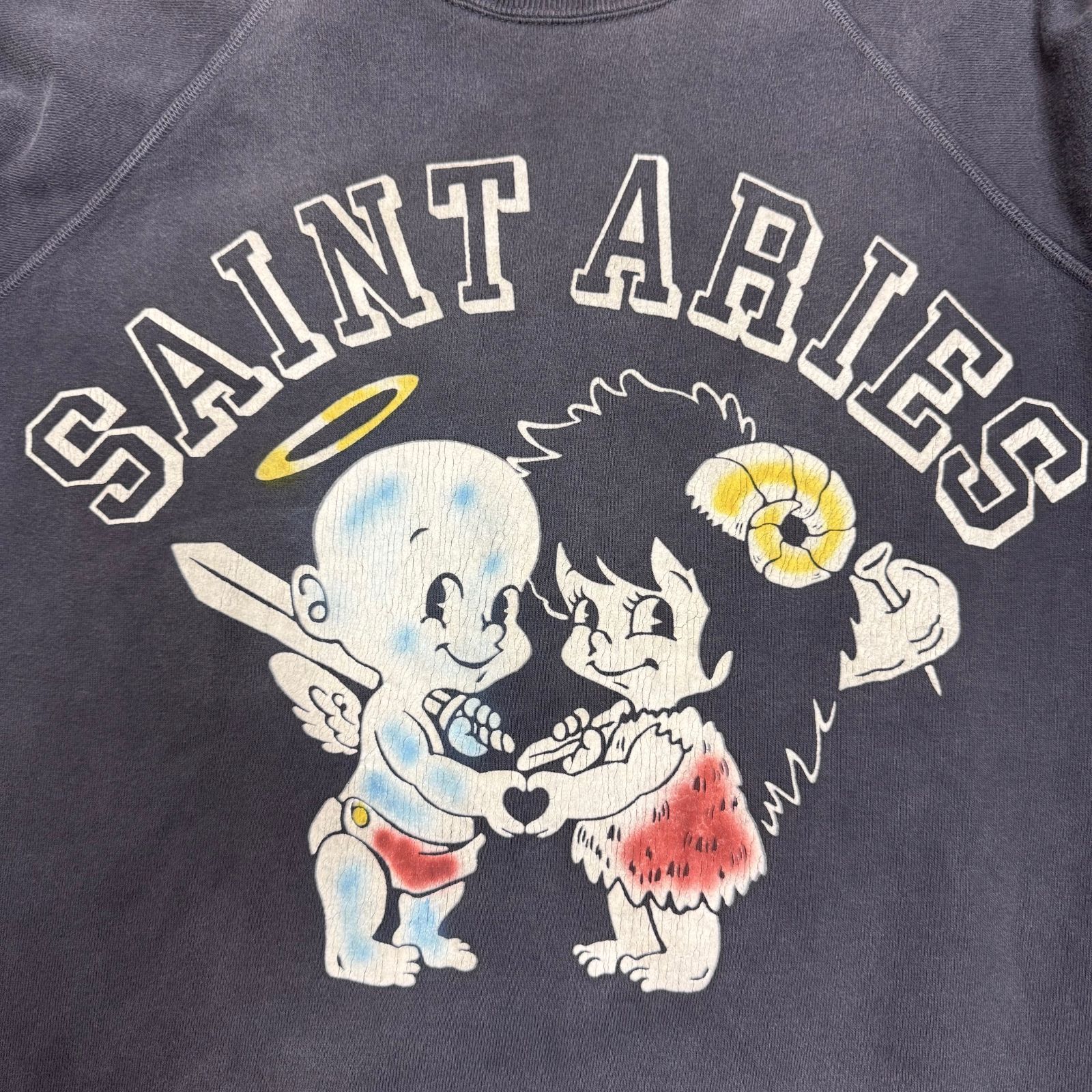 参考上代55000円 SAINT MICHAEL 23AW ×Aries ARS_CRW SWT/ST