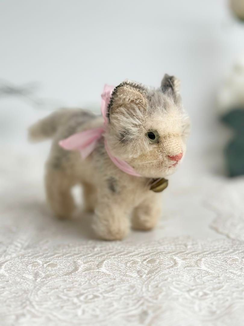 送料無料 シュタイフ Cat Tabby 10cm タビーキャット|ねこ|猫 ビンテージ|アンティーク Steiff|STEIFF