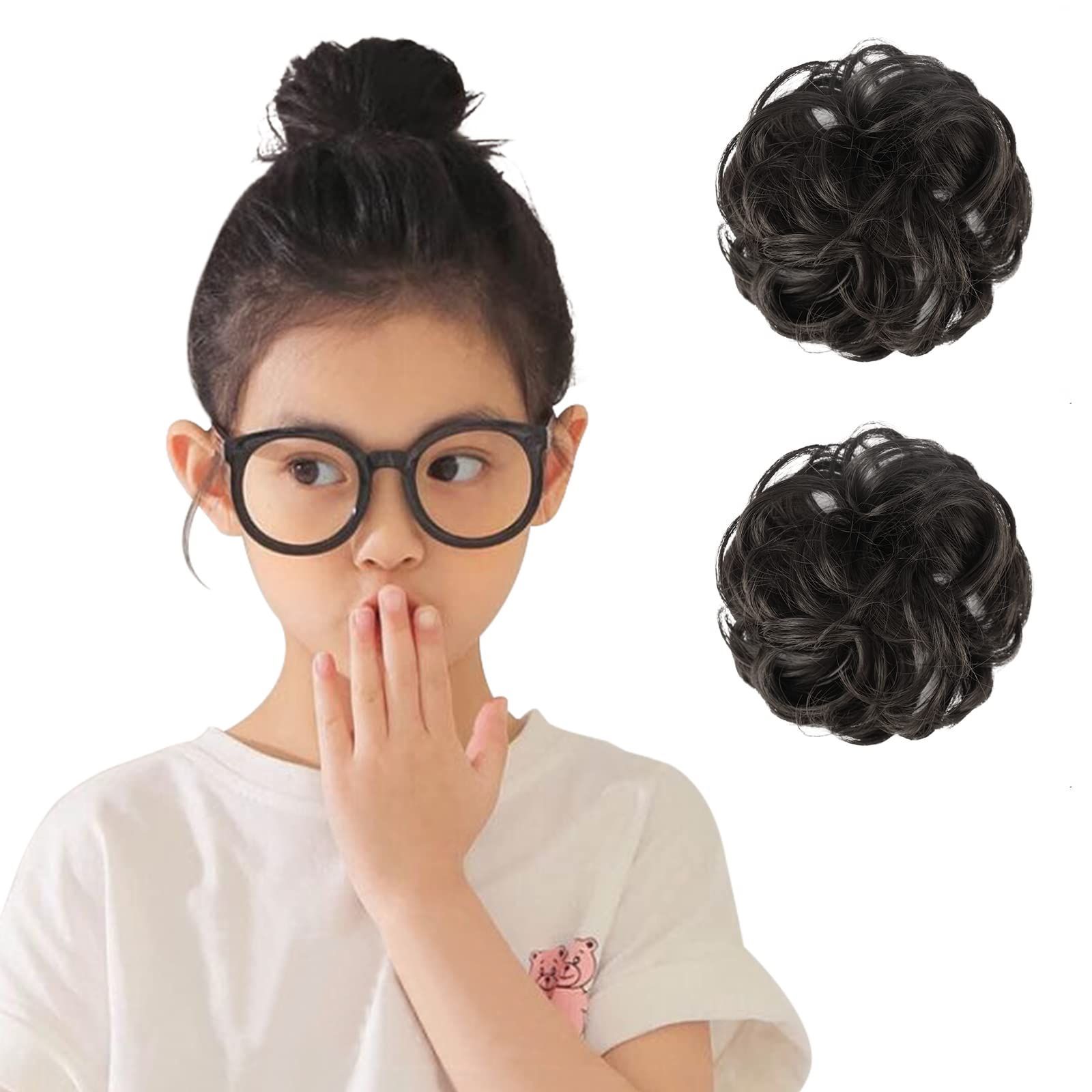 お団子ヘア シュシュ 付け毛 ヘアセットヘアアクセサリー ブラック