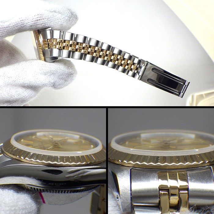 ロレックス Rolex 腕時計 オイスターパーペチュアル 67193 夜光インデックス 夜光針 フルーテッドベゼル ゴールド シャンパン文字盤 ジュビリーブレス K18YG SS 自動巻き 【中古】 ロレックス Rolex 腕時計 オイスターパーペチュアル 67193 夜光