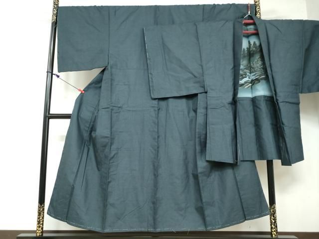 平和屋着物●男性 紬 アンサンブル 長羽織 110亀甲 正絹 ♥ DAAY5027ud