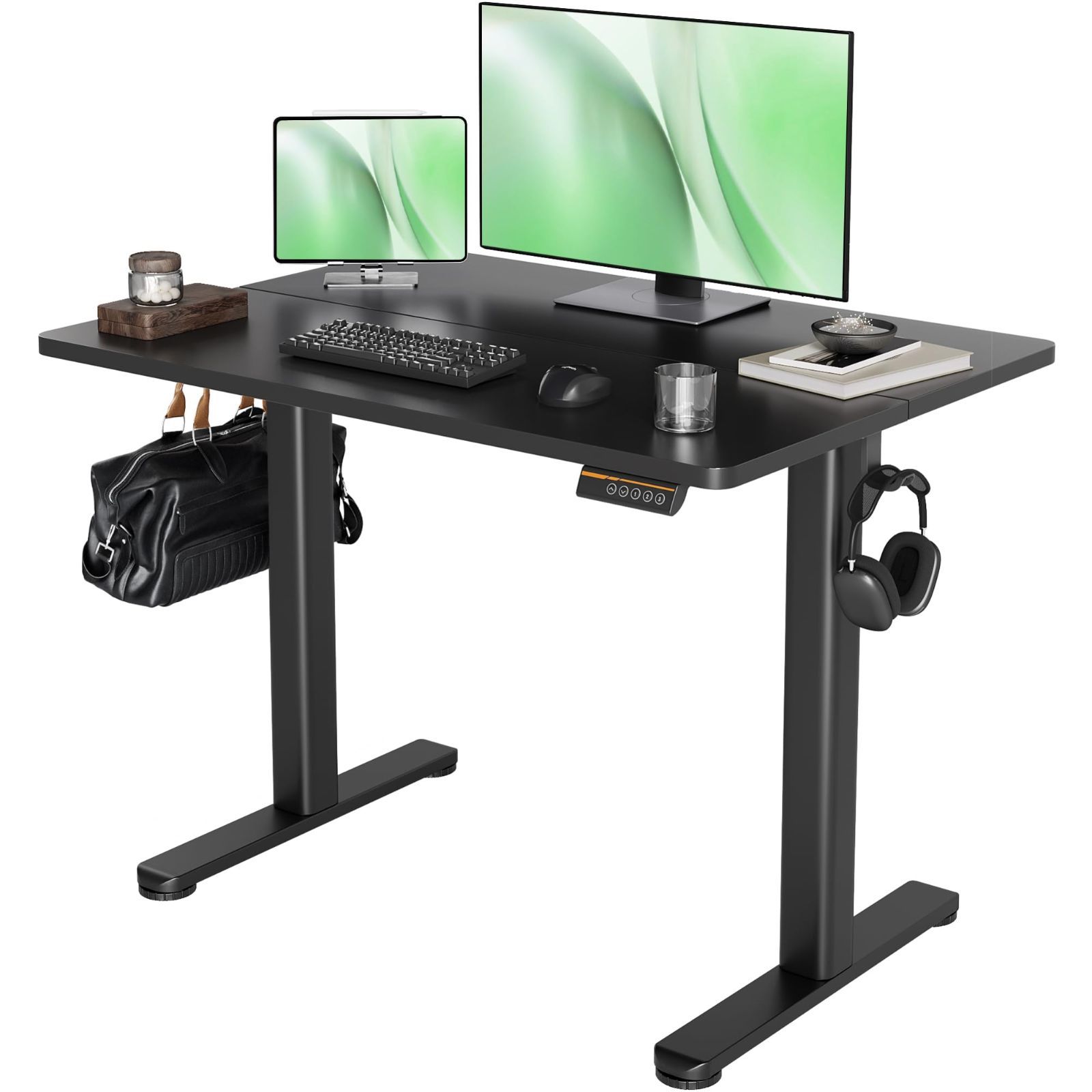 Claiks 昇降デスク 向け スタンディングデスク 電動 パソコンデスク 昇降式 オフィスデスク 幅100cm 奥行き60cm ブラックフレーム ブラック天板