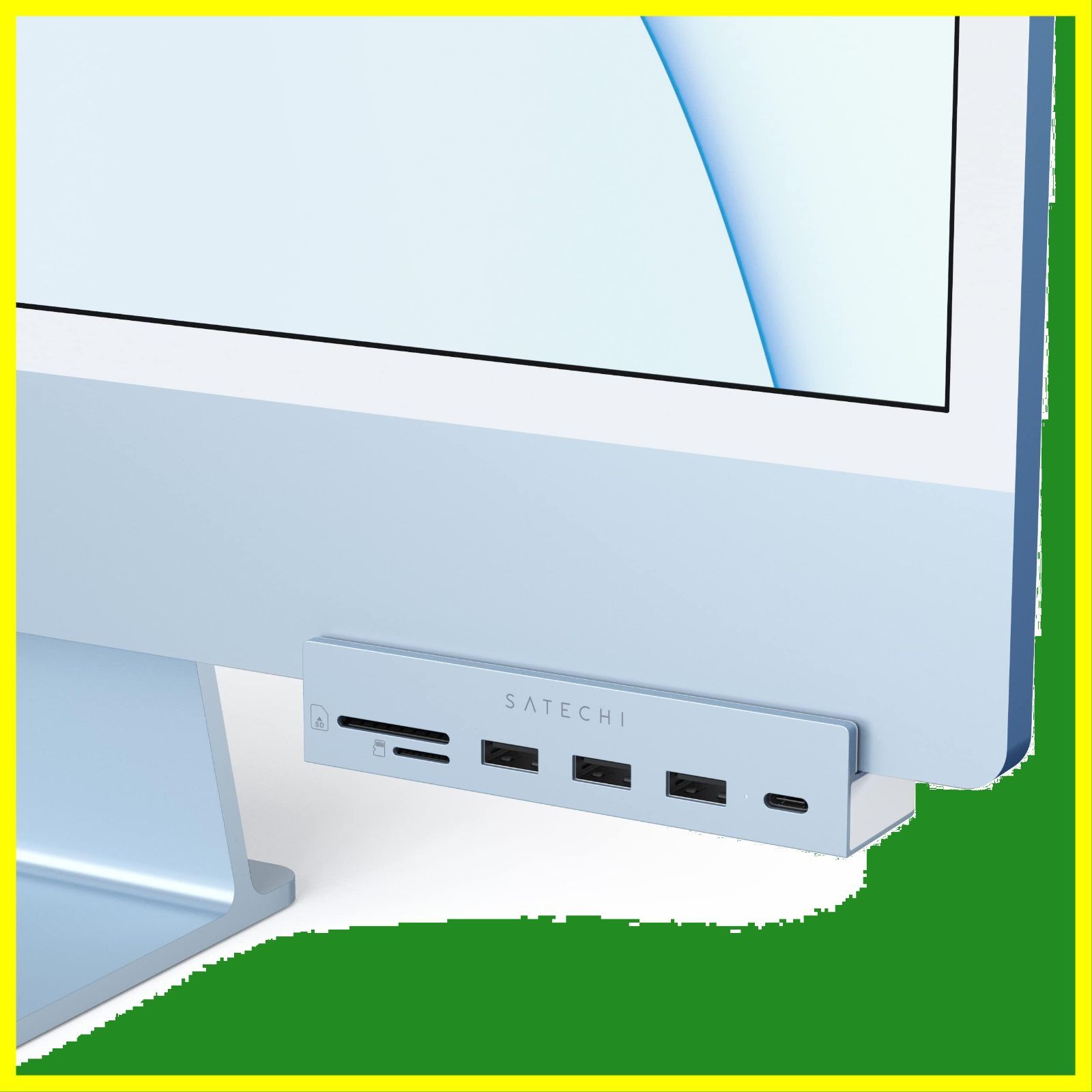 【在庫セール】iMac対応) (2021/2023 USB-C USB-C データポート (ブルー) 3xUSB-A クランプハブ 3.0 iMac24インチ用 Micro/SDカードリーダー Satechi