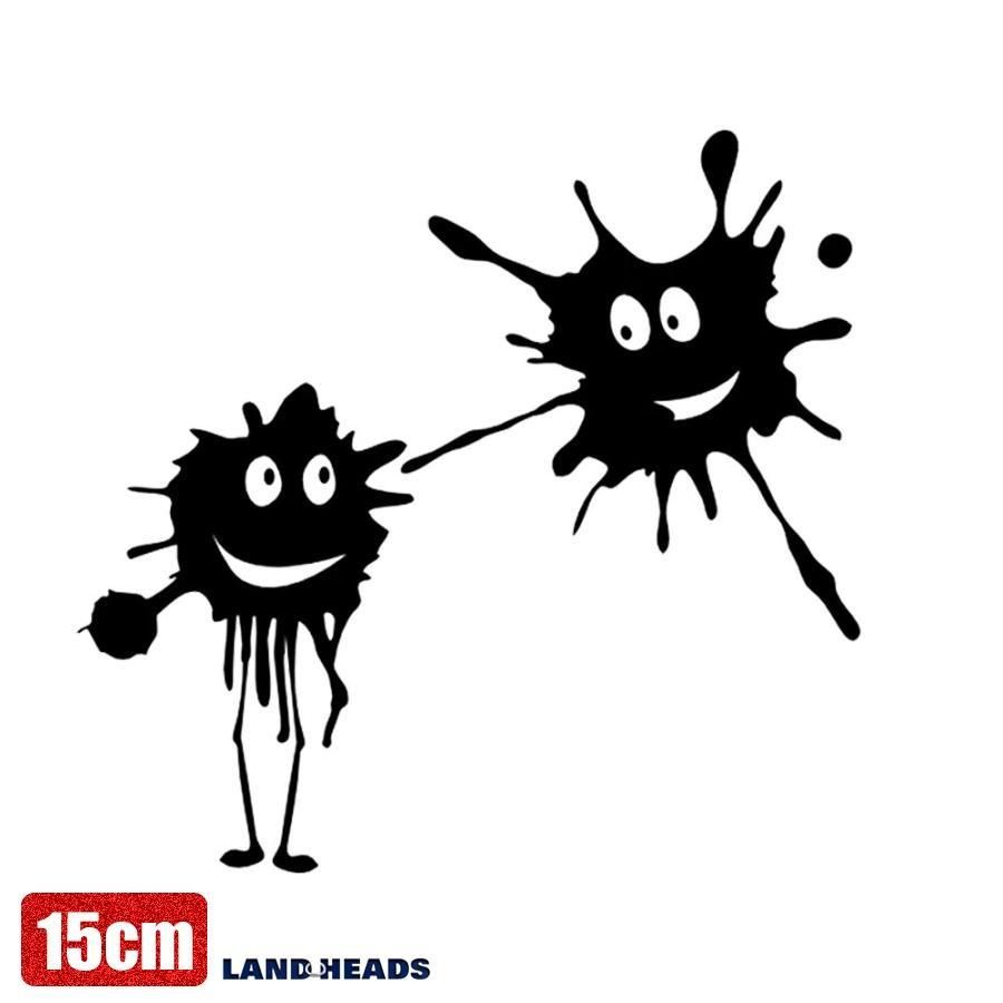 車 ステッカー 15cm フン アニメ ペイント 絵の具 トリックアート 傷