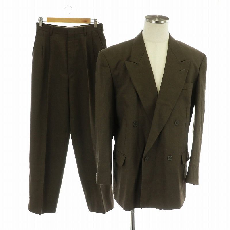 ドムアオム d homme a homme セットアップ スーツ ダブル テーラードジャケット スラックス ウール 総裏地 L 茶 ブラウン |MW