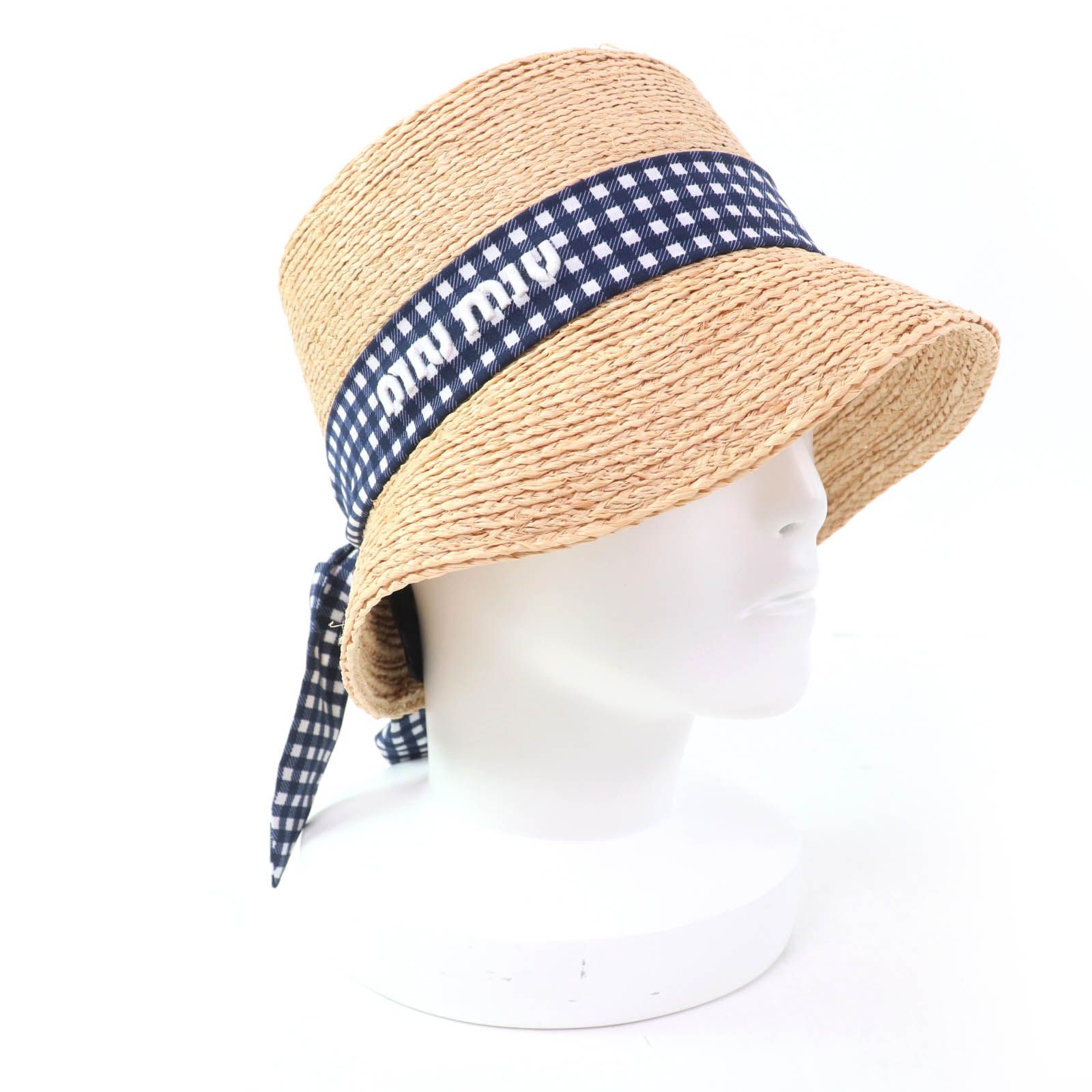 MIU MIU ストローハット麦わら帽子 ハット miumiu 帽子 miu MIUMIU ミュウミュウ ハット 5HC334 2F9N レディース ラフィア