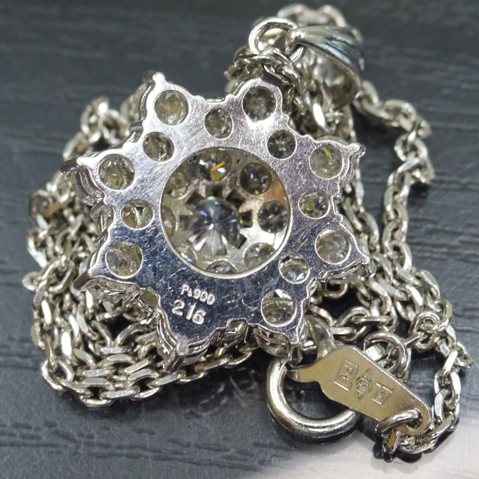 プラチナ pt900 pt850 天然ダイヤモンド 2.16ct トップ ネックレス