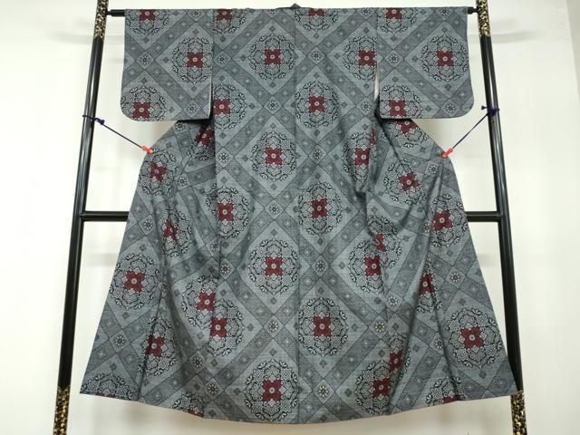 平和屋着物 本場大島紬 アンサンブル 割込絣 花菱文 正絹 DAAY5259ud