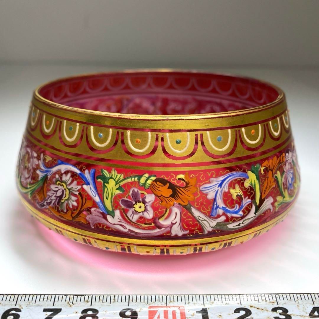 オールド ベネチアグラス ボウル 幅約11㎝ 東Y6-0910 1Fタサチ