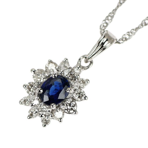 Pt900/ Pt850 サファイア ダイヤモンド ペンダントネックレス 0.25ct