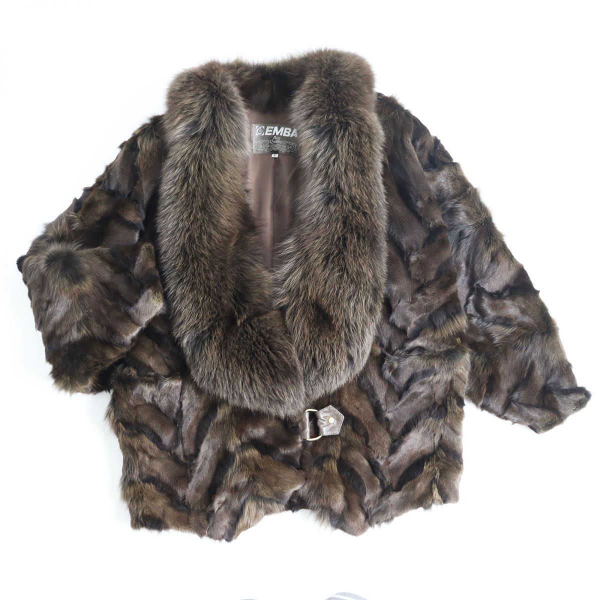 EMBA エンバ FOX フォックス 毛皮 ショートコート ベージュブラウン裾