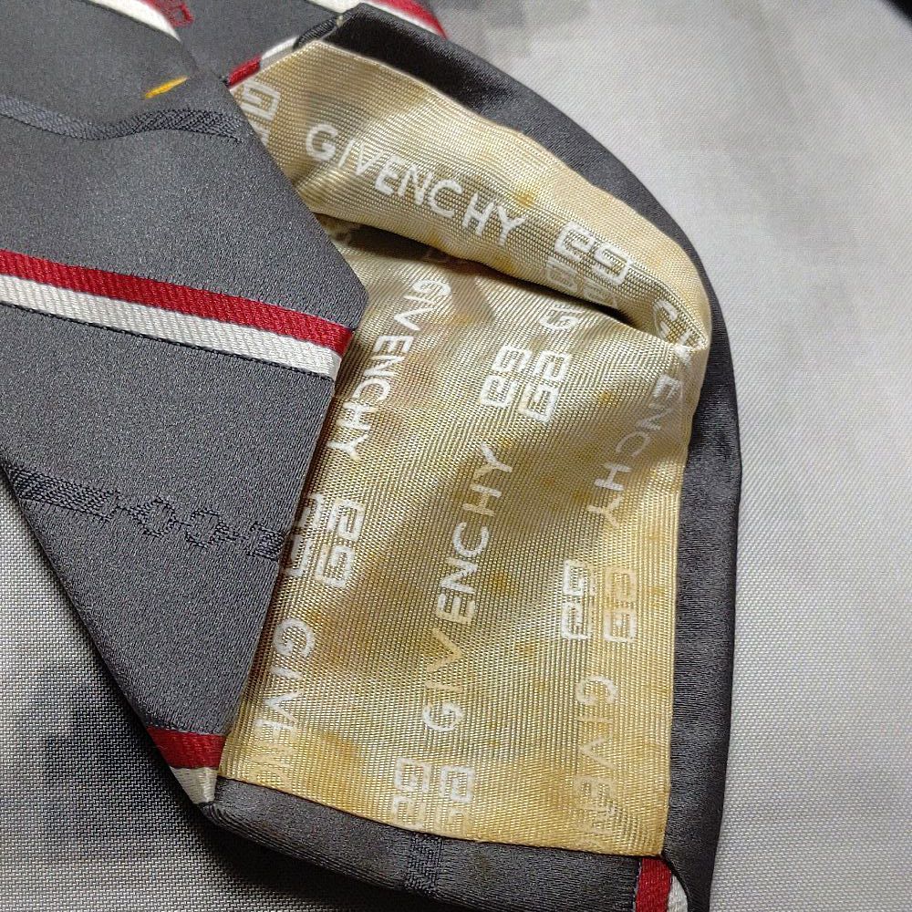 ジバンシイ GIVENCHY 微光沢 ネクタイ アメリカ製 斜めストライプ レジ