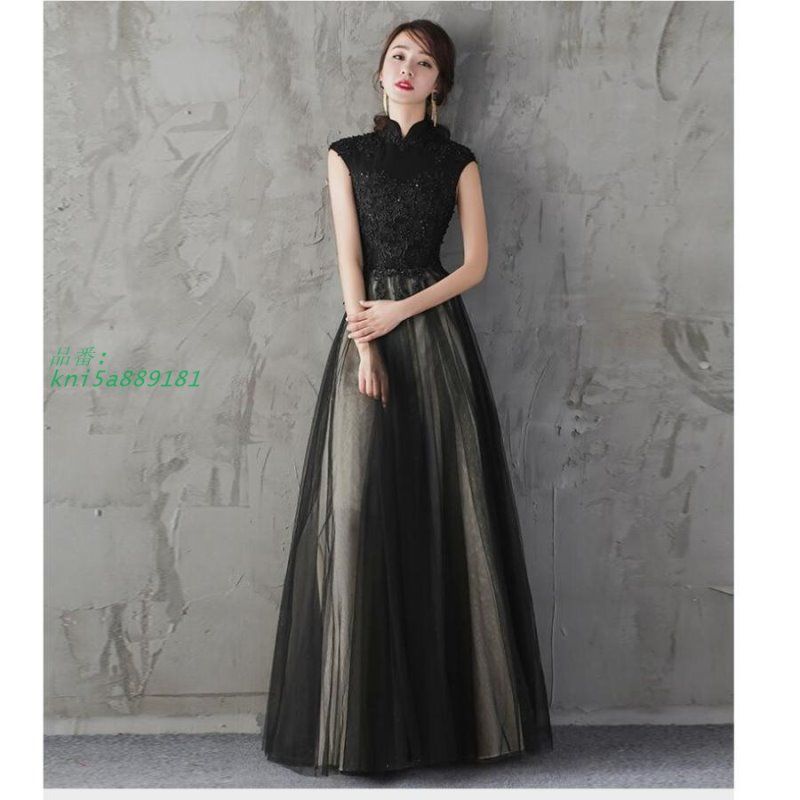 ロングドレス 立ち襟 カラードレス ウエディングドレス パーティードレス 結婚式ワンピース30代40代 謝恩会 成人式 披露宴卒業式 食事会 お呼ばれ 二次会 kni5a889181