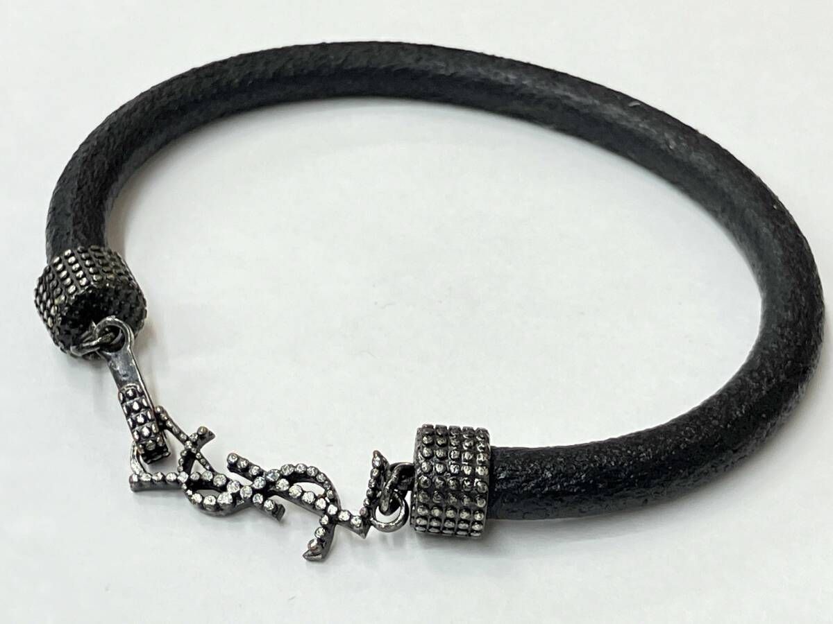 SAINT LAURENT イブサンローラン 16cm YSLロゴ レザーブレスット ユニ