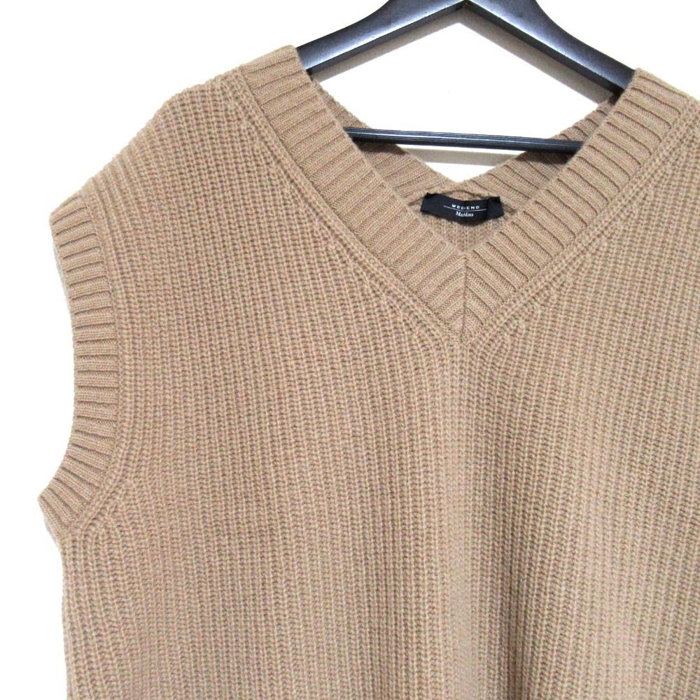 美品 23AW Weekend Max Mara マックスマーラ ウィークエンド ALA バージンウール Vネック ケーブルニット ベスト XSサイズ ベージュ レディース 古着 中古 美品 23AW Weekend Max Mara マックスマーラ ウィークエンド ALA