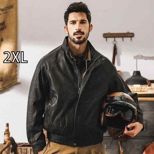 2XL 春 コーデ メンズ 用 服 シンプル ファッション オシャレ 大人 かっこいい 大きいサイズ ストリート 紳士服 アメリカン レトロ ソフトレザー ジャケット タフ ライダース ジャケット コットン ジャケット