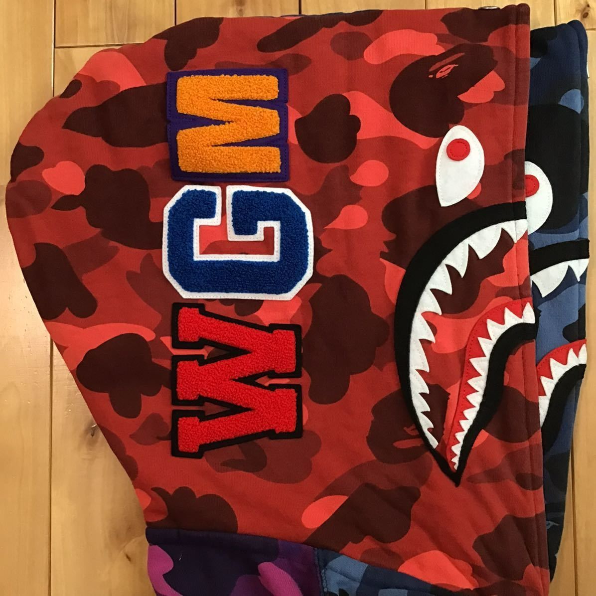 ★2XL★ Crazy camo ダブル シャーク パーカー double shark full zip hoodie a bathing ape BAPE エイプ ベイプ 迷彩 XXL