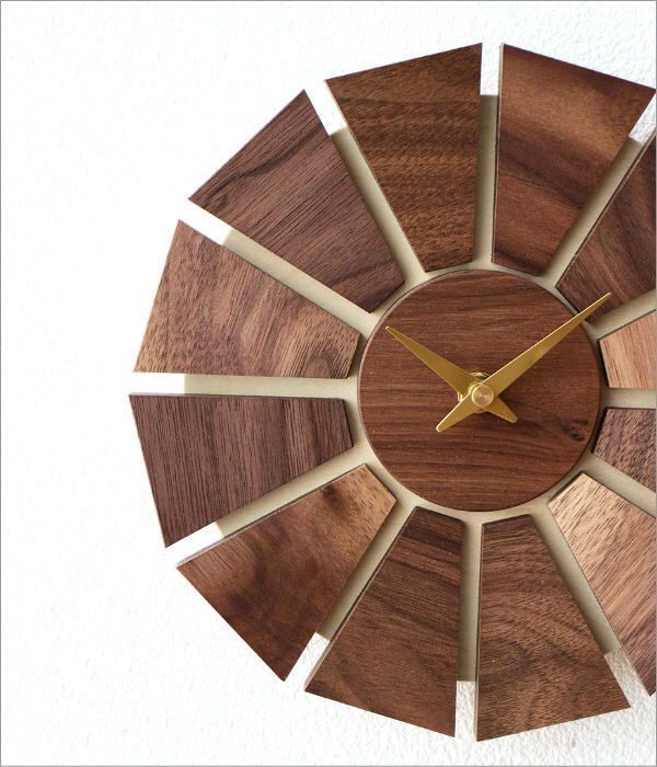 電波掛け時計 スリム木(ウオルナット) 壁掛け時計 おしゃれ 掛時計 北欧 時計