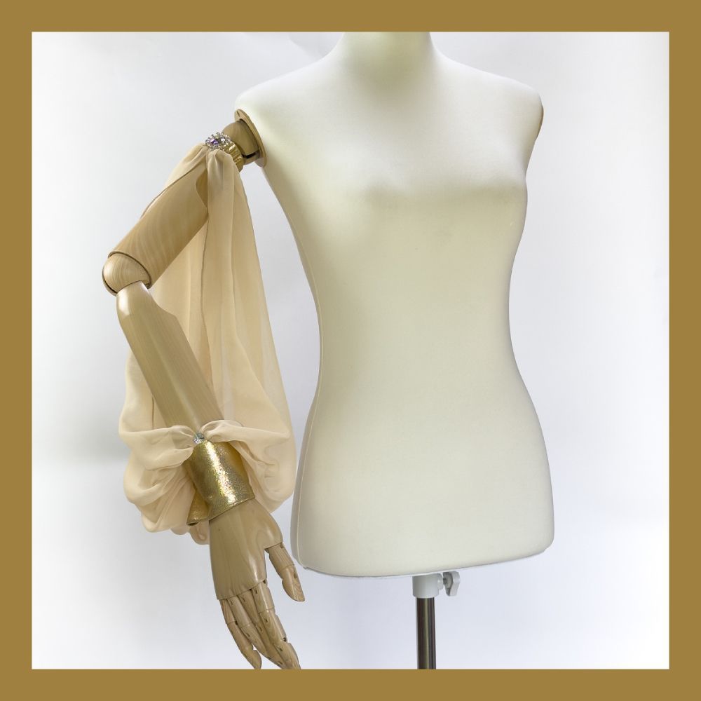 アームカバー大・ベージュ／片袖／ラインストーン付き(ra-18)(c242013