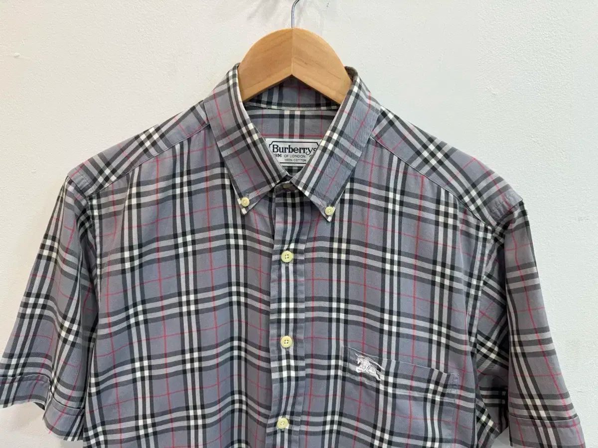 M 100 BURBERRY バーバリー グレー クラシック ノバチェック 半袖 シャツ