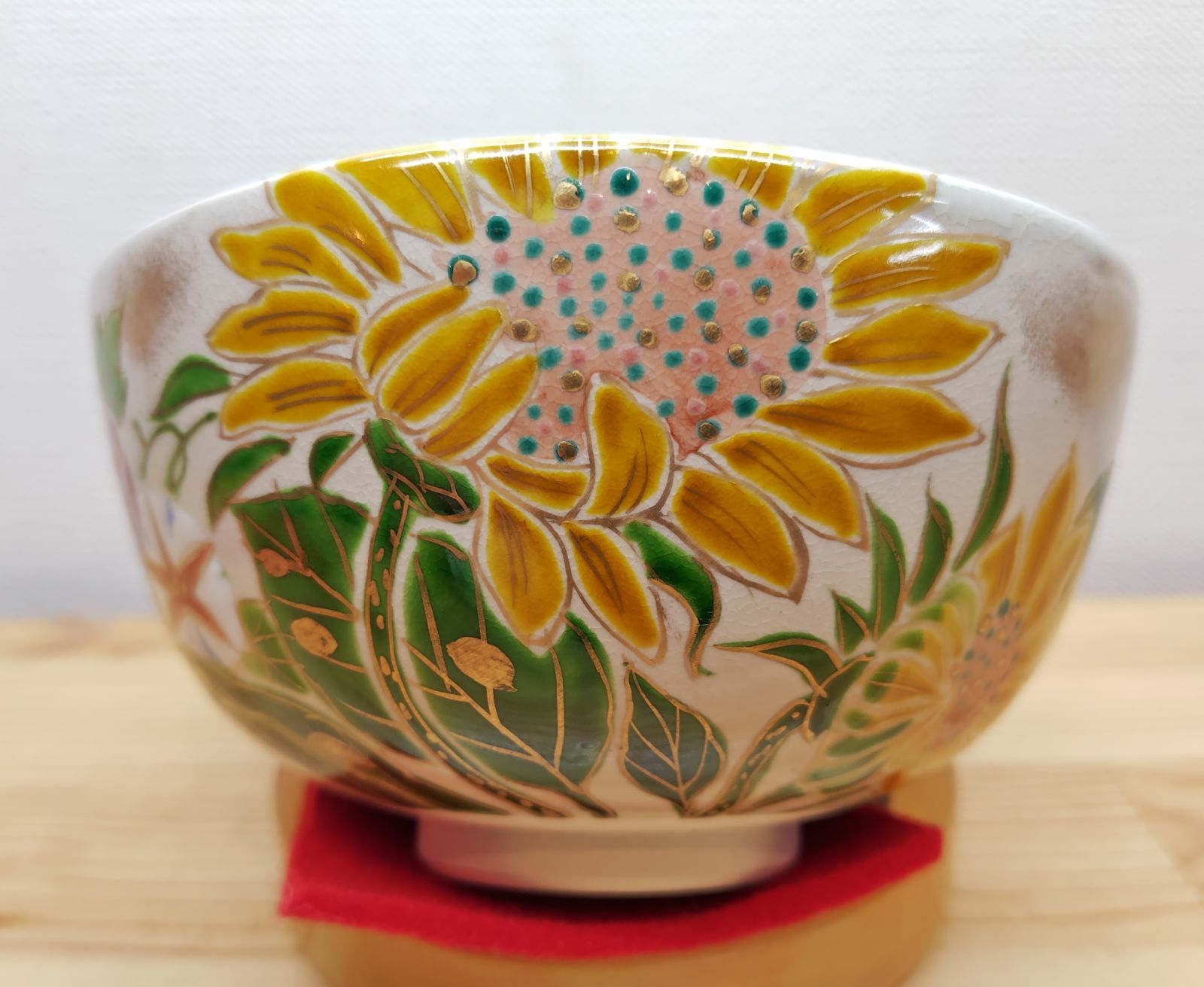 送料込【逢絢亭・新品】茶道具 茶碗 京焼 御本 ひまわりの図 壱休窯 共箱入り 逢絢亭・新品】茶道具 茶碗 京焼 御本 ひまわりの図 壱休窯 共