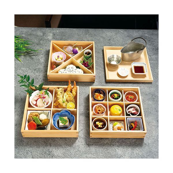 ヤマコー 用美 業務用 白木万能三段料理箱 仕切付 yamaco38500