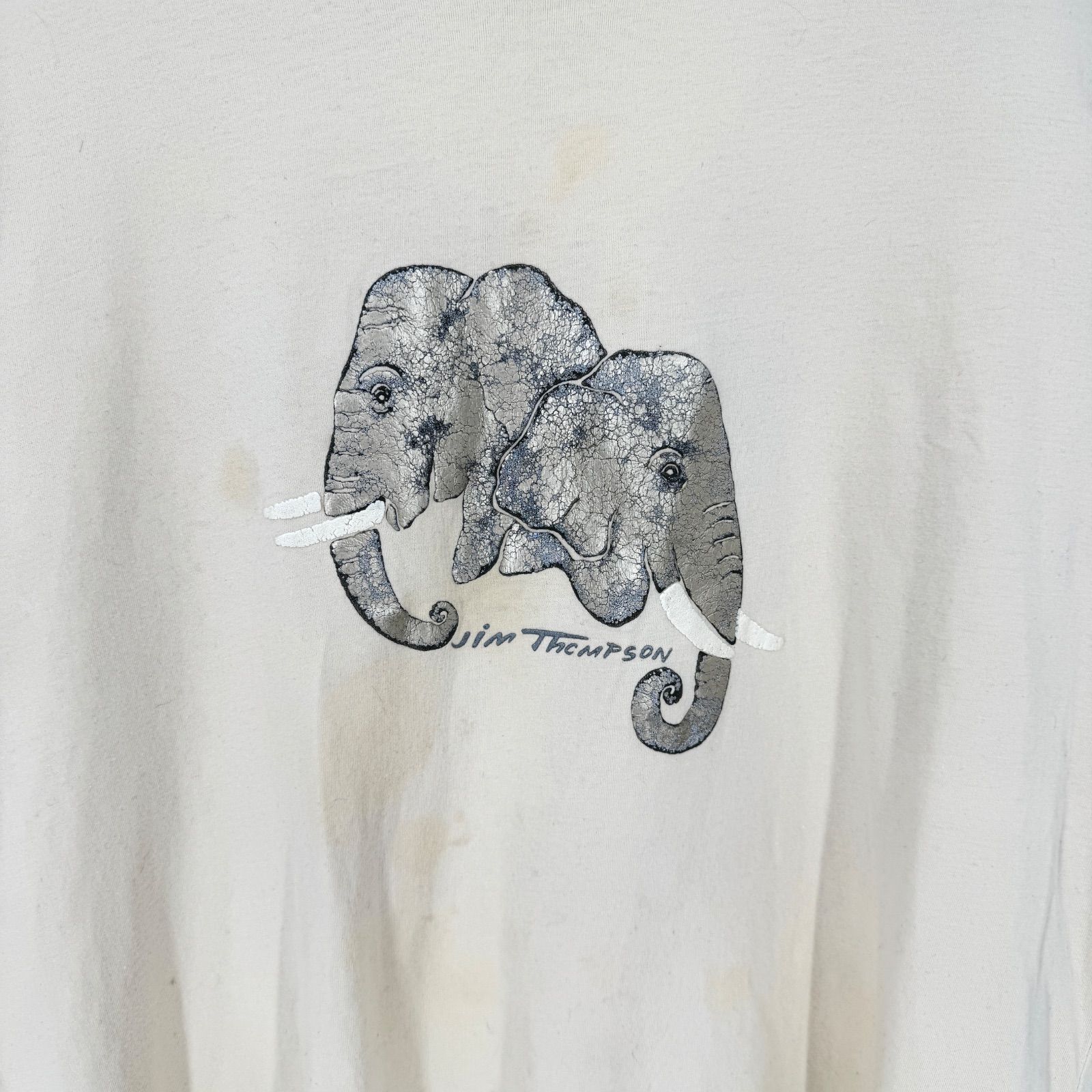 JIM THOMPSON ジムトンプソン 半袖Tシャツ M ベージュ アイボリー 象 