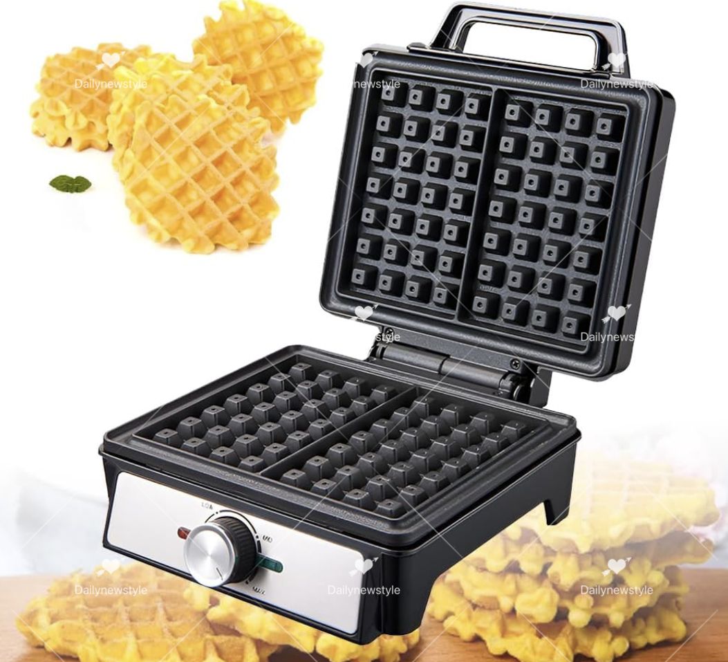 人気推薦◆ダブルミニワッフルメーカー&アイロン、電気朝食サンドイッチメーカー、温度制御と両面トースト、ノンスティック表面、家庭用キッチンレストラン用