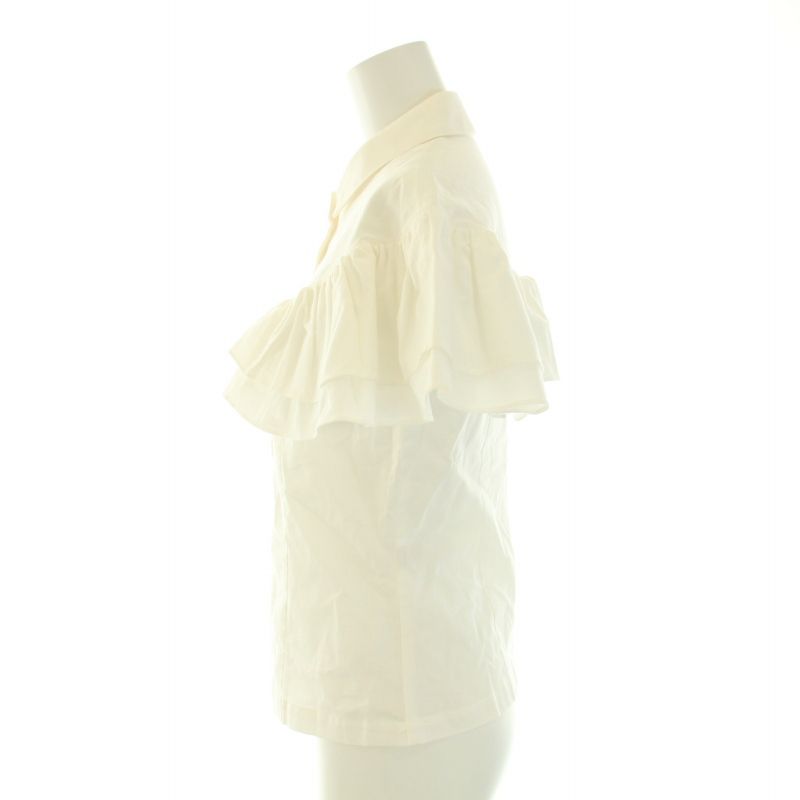 シーニュ cygne ダブルフリルブラウス シャツ 半袖 コットン 0 XS 白  
